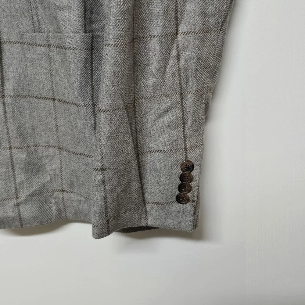 J Mclaughlin Mens Lisbon Brown Tan Cashmere Wool Blend Italian Blazer‎ Sz 46 NWT